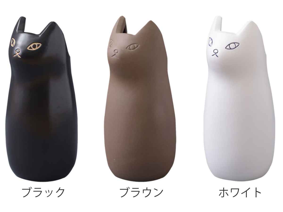 傘立て ネコ 34.5cm 陶器 ( 傘たて 猫 玄関収納 スリム アンブレラスタンド かわいい 猫グッズ 傘入れ 猫型 アニマル 錆びない 北欧 玄関 収納 ) 【ホワイト】 ホワイト