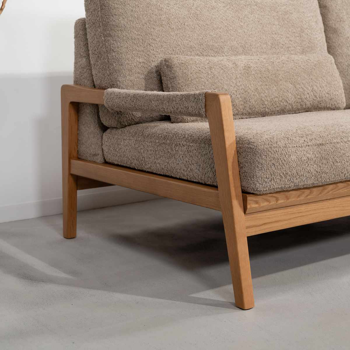 ソファ 3人掛け 幅181cm ブークレ生地 フェンネル form ( 開梱設置 リビングソファ sofa 木製 天然木 肘掛け ファブリック ダイニングソファ 柔らかい 肌触り ソファー 木製フレーム 肘付きソファ ) 【カーキ】 カーキ