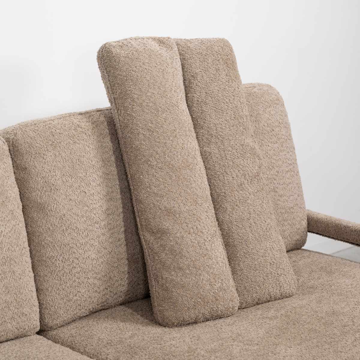 ソファ 3人掛け 幅181cm ブークレ生地 フェンネル form ( 開梱設置 リビングソファ sofa 木製 天然木 肘掛け ファブリック ダイニングソファ 柔らかい 肌触り ソファー 木製フレーム 肘付きソファ ) 【カーキ】 カーキ