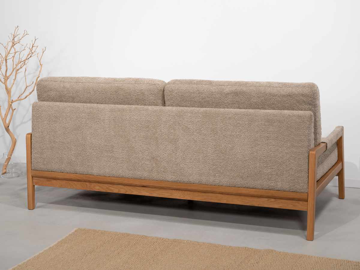 ソファ 3人掛け 幅181cm ブークレ生地 フェンネル form ( 開梱設置 リビングソファ sofa 木製 天然木 肘掛け ファブリック ダイニングソファ 柔らかい 肌触り ソファー 木製フレーム 肘付きソファ ) 【カーキ】 カーキ