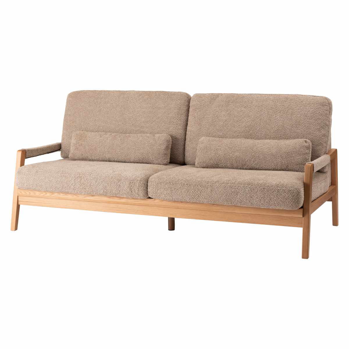 ソファ 3人掛け 幅181cm ブークレ生地 フェンネル form ( 開梱設置 リビングソファ sofa 木製 天然木 肘掛け ファブリック ダイニングソファ 柔らかい 肌触り ソファー 木製フレーム 肘付きソファ ) 【カーキ】 カーキ