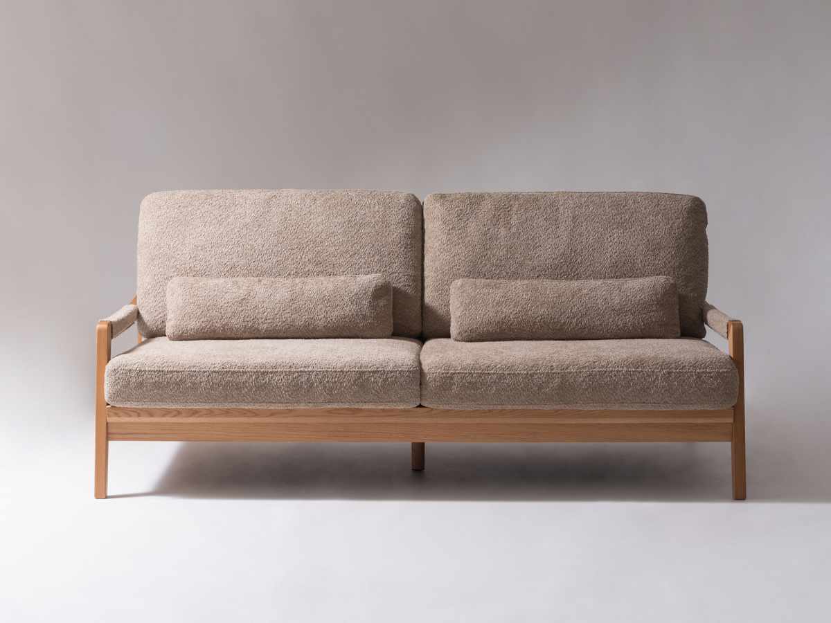 ソファ 3人掛け 幅181cm ブークレ生地 フェンネル form ( 開梱設置 リビングソファ sofa 木製 天然木 肘掛け ファブリック ダイニングソファ 柔らかい 肌触り ソファー 木製フレーム 肘付きソファ ) 【カーキ】 カーキ