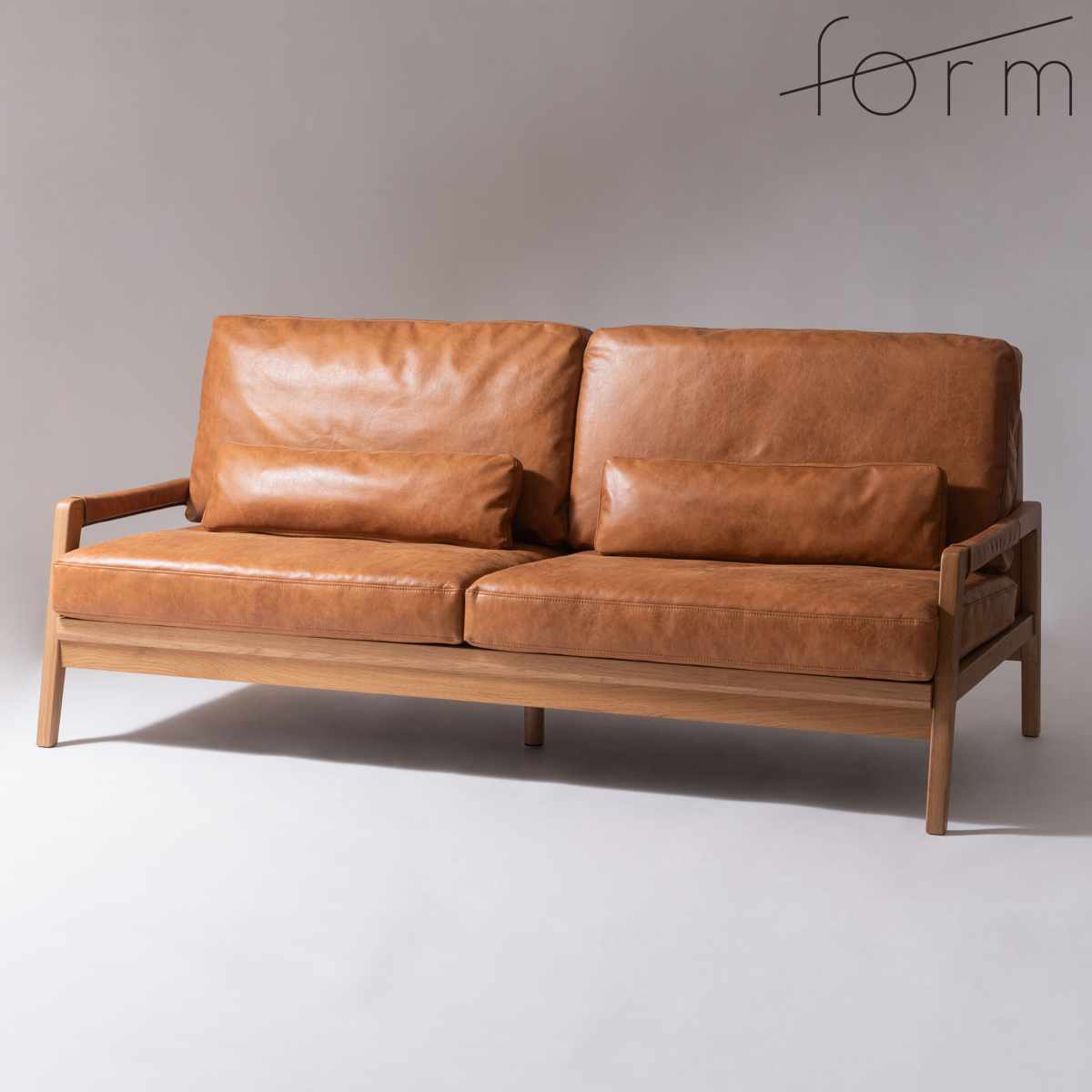 ソファ 3人掛け 幅181cm クロスレザー フェンネル form （ 開梱設置 リビングソファ sofa 木製 天然木 座面広い サポートクッション付き 肘掛け レザー調 ダイニングソファ 座り心地 快適 ソファー ゆったり 背もたれ ）