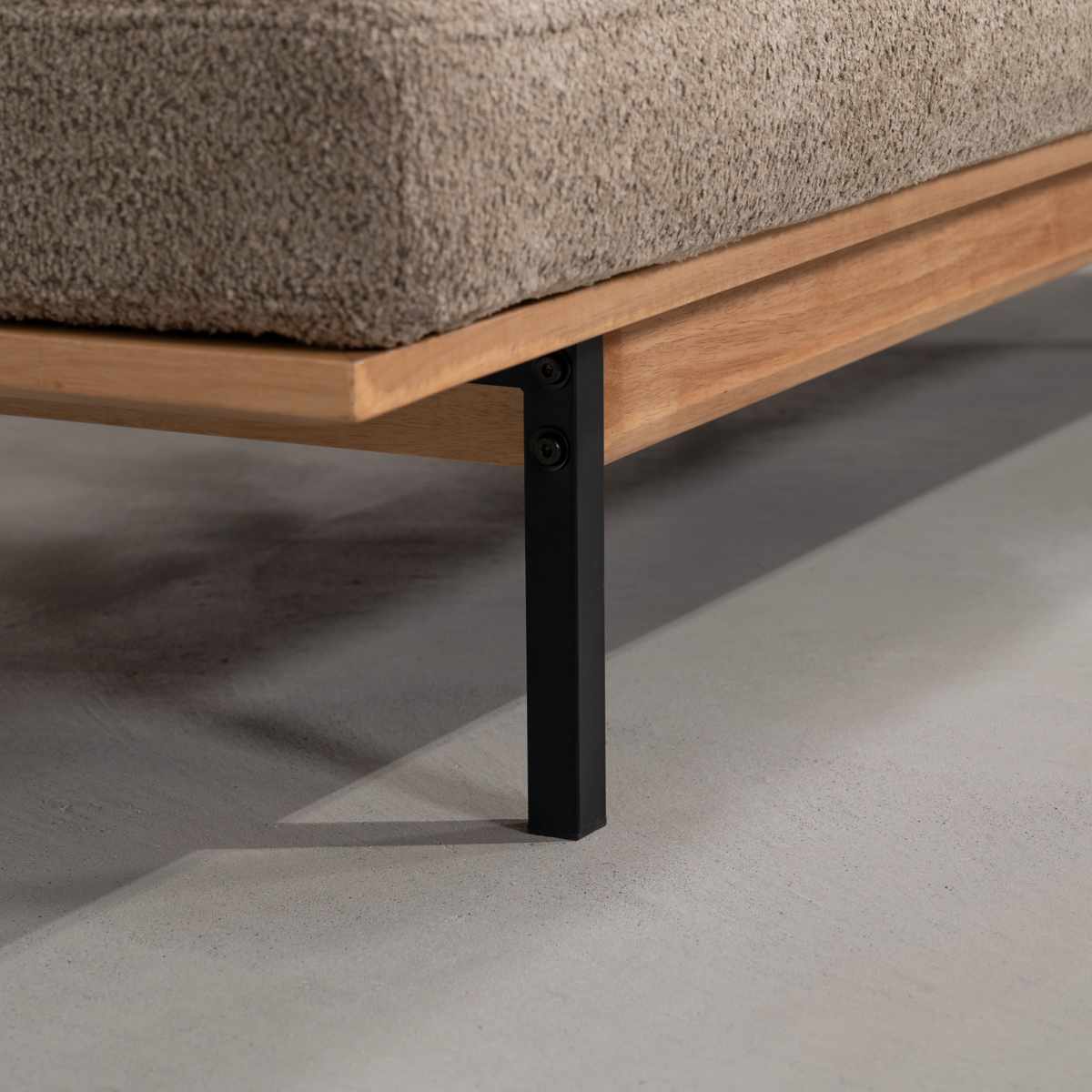 ソファ 3人掛け 幅182cm ブークレ生地 マートル form ( 開梱設置 リビングソファ sofa 木製 天然木 アイアン ファブリック ダイニングソファ 柔らかい 肌触り ソファー アームレス ローバック ) 【カーキ】 カーキ