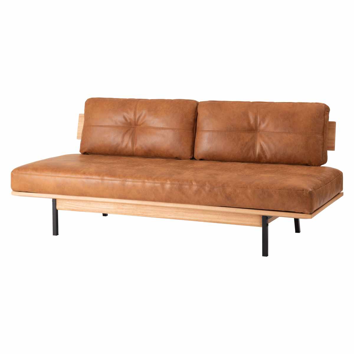 ソファ 3人掛け 幅182cm クロスレザー マートル form ( 開梱設置 リビングソファ sofa 木製 天然木 アイアン ファブリック ダイニングソファ レザー調 座り心地 快適 ソファー アームレス ローバック )