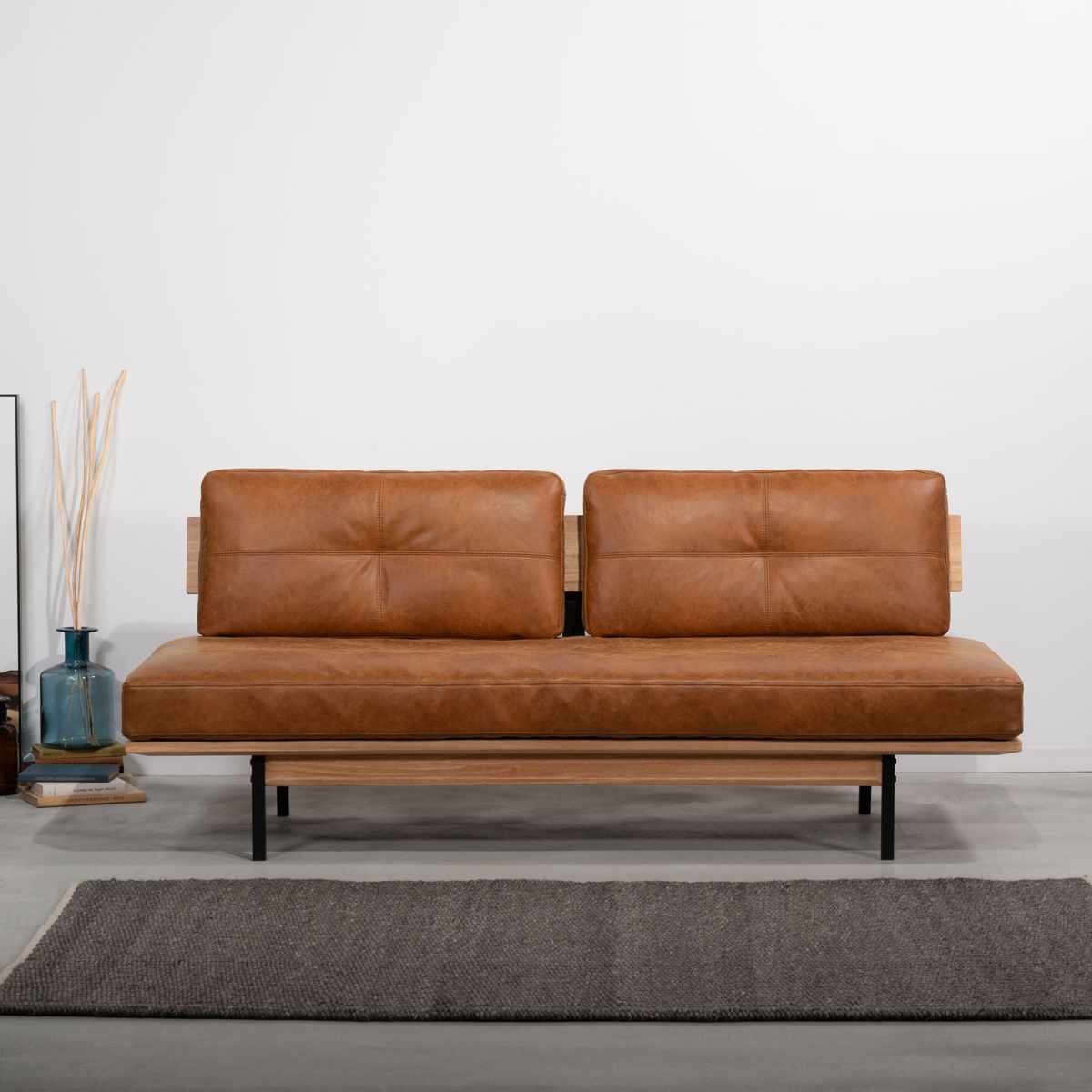 ソファ 3人掛け 幅182cm クロスレザー マートル form ( 開梱設置 リビングソファ sofa 木製 天然木 アイアン ファブリック ダイニングソファ レザー調 座り心地 快適 ソファー アームレス ローバック )