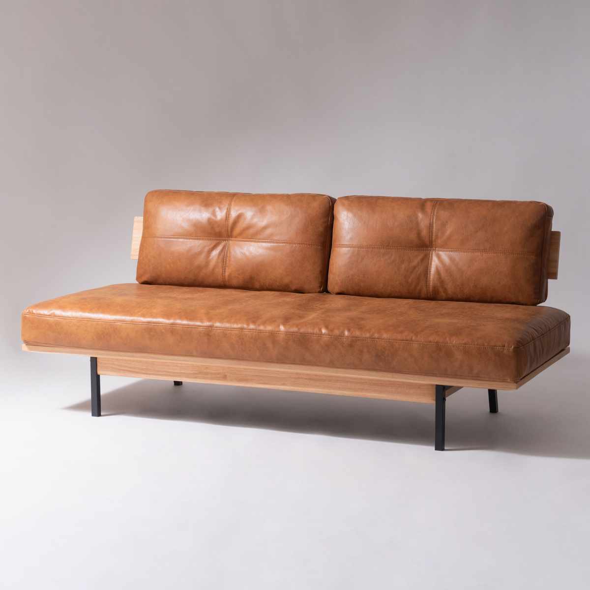 ソファ 3人掛け 幅182cm クロスレザー マートル form ( 開梱設置 リビングソファ sofa 木製 天然木 アイアン ファブリック ダイニングソファ レザー調 座り心地 快適 ソファー アームレス ローバック )