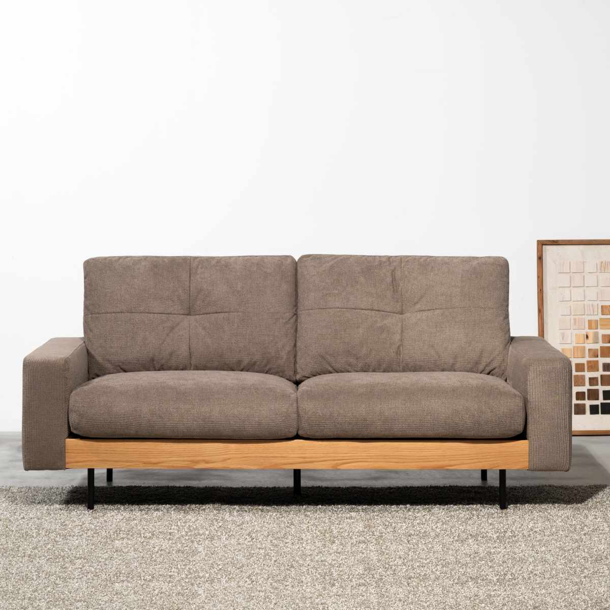 ソファ 3人掛け 幅180cm フラックス form ( 開梱設置 リビングソファ sofa 木製 天然木 肘掛け ファブリック ウッドフレーム ダイニングソファ 弾力 座り心地 快適 ソファー スチール脚 ) 【グレージュ】 グレージュ