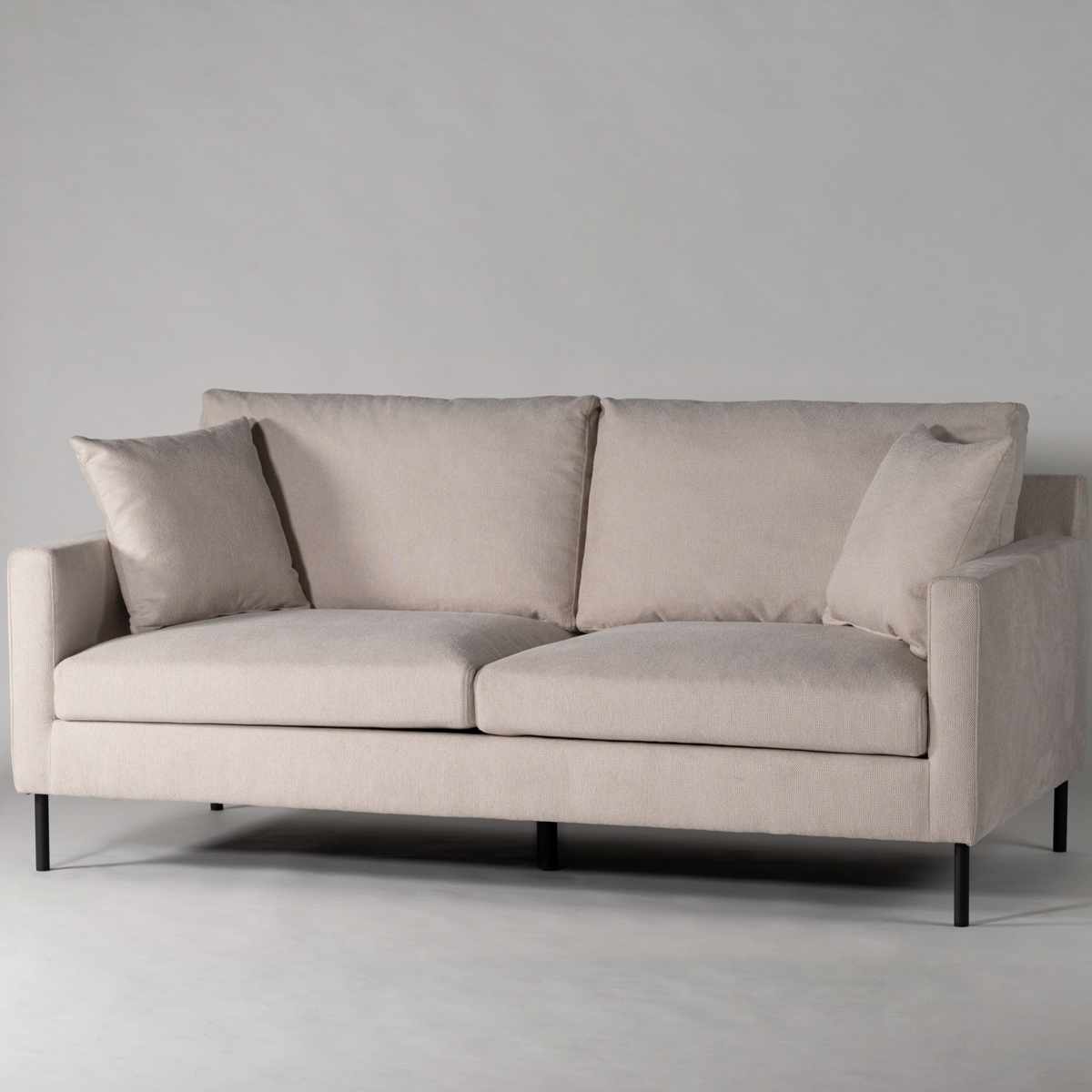 ソファ 3人掛け 幅182cm グルート form ( 開梱設置 リビングソファ sofa 肘掛け クッション付き ファブリック ダイニングソファ 弾力 座り心地 快適 ソファー スチール脚 ) 【グレージュ】 グレージュ