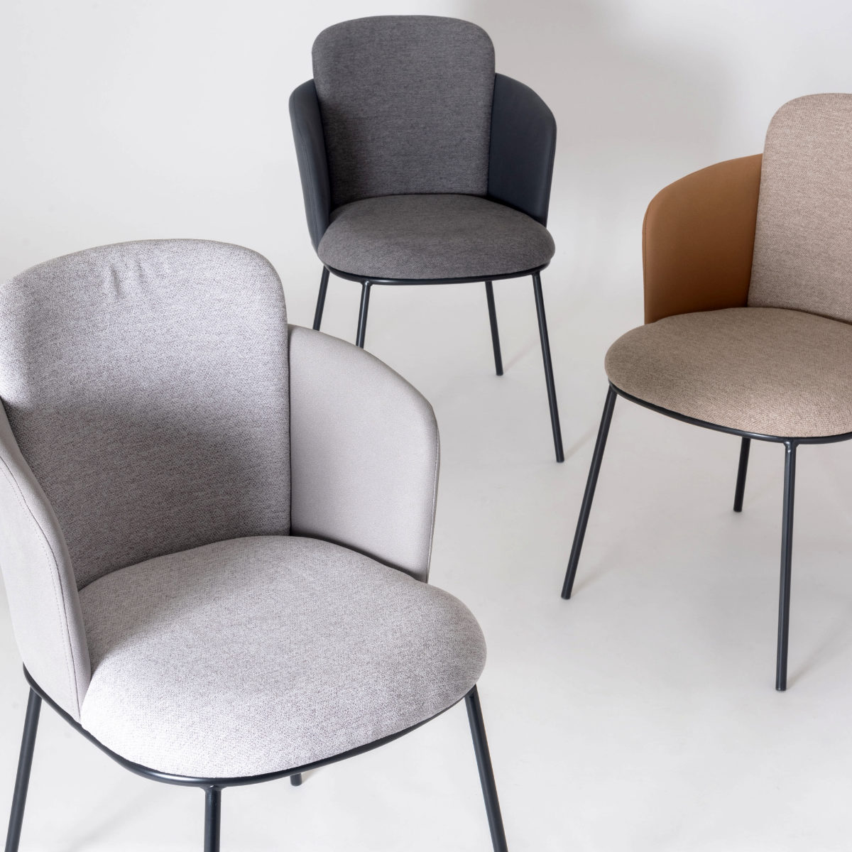 ダイニングチェア 座面高45cm ソレル form ( チェア ダイニング イス 椅子 食卓椅子 ファブリック 肘付き スチール脚 チェアー いす 食卓 リビング ダイニングチェアー リビングチェア ) 【ライトグレー】 ライトグレー