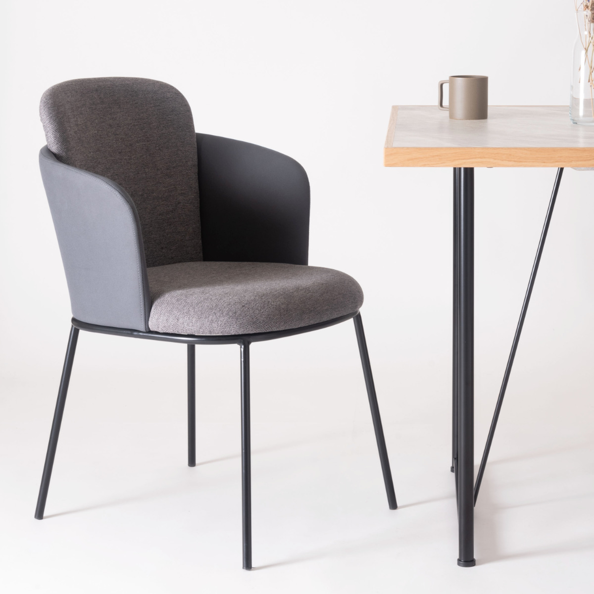 ダイニングチェア 座面高45cm ソレル form ( チェア ダイニング イス 椅子 食卓椅子 ファブリック 肘付き スチール脚 チェアー いす 食卓 リビング ダイニングチェアー リビングチェア ) 【ライトグレー】 ライトグレー