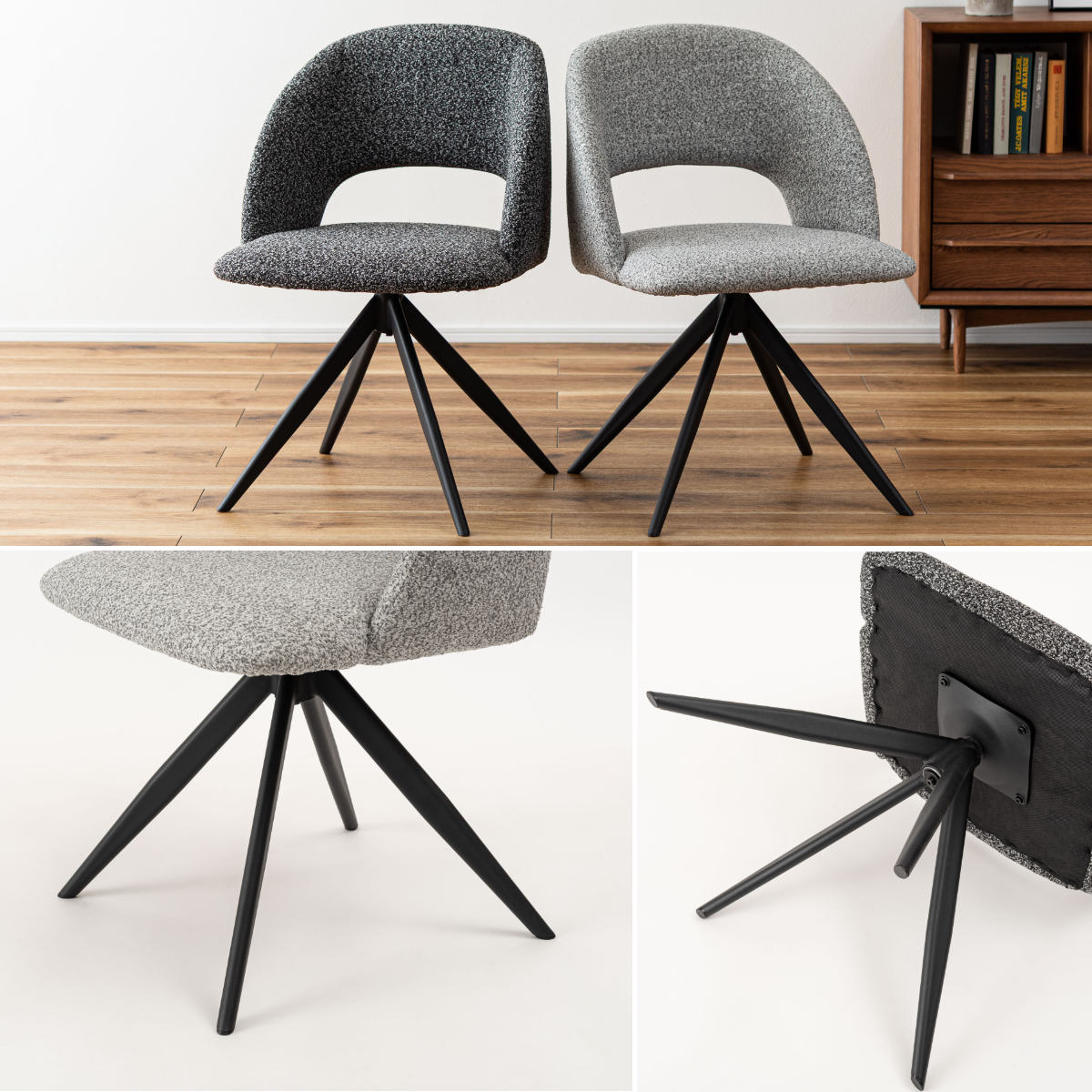 ダイニングチェア 座面高45cm 回転 ファブリック モダン ( チェア ダイニング イス 椅子 食卓椅子 回転椅子 デスクチェア 360度回転 ウレタン 疲れにくい いす 食卓 リビング リビングチェア シンプル おしゃれ 立ち座り 楽 ) 【ライトグレー】 ライトグレー