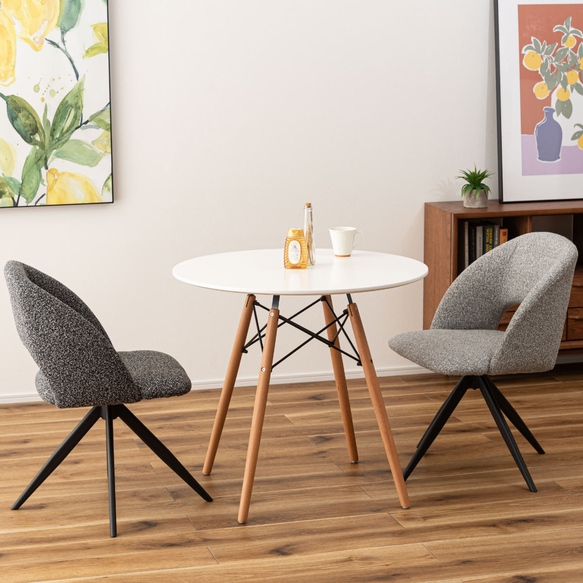 ダイニングチェア 座面高45cm 回転 ファブリック モダン ( チェア ダイニング イス 椅子 食卓椅子 回転椅子 デスクチェア 360度回転 ウレタン 疲れにくい いす 食卓 リビング リビングチェア シンプル おしゃれ 立ち座り 楽 ) 【ライトグレー】 ライトグレー