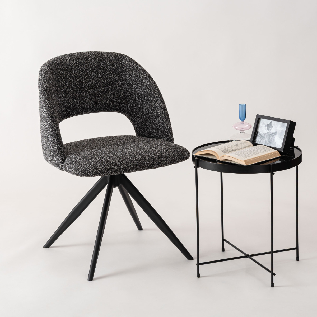 ダイニングチェア 座面高45cm 回転 ファブリック モダン ( チェア ダイニング イス 椅子 食卓椅子 回転椅子 デスクチェア 360度回転 ウレタン 疲れにくい いす 食卓 リビング リビングチェア シンプル おしゃれ 立ち座り 楽 ) 【ライトグレー】 ライトグレー