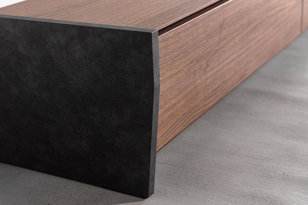 form ローボード 幅180cm シリム 完成品 木目調 天然木 ( 開梱設置 テレビ台 TV台 テレビボード 石目調 大容量 スライドレール フォーム リビングボード 引き出し ブラウン ナチュラル ) 【ブラウン】 ブラウン