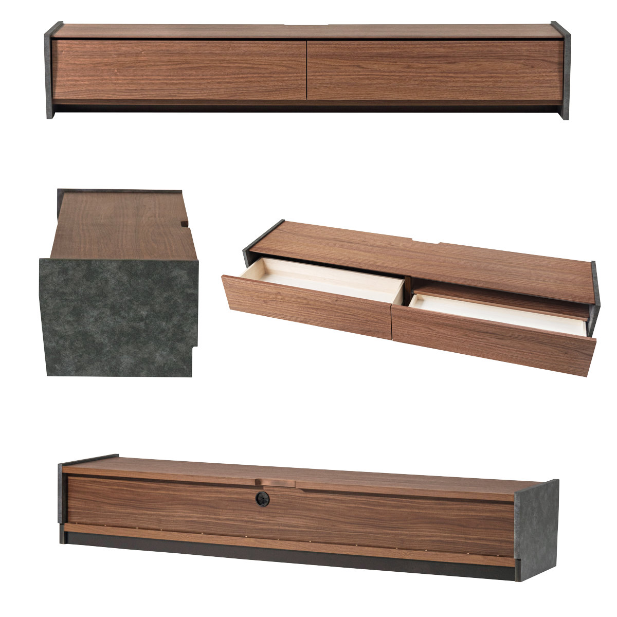 form ローボード 幅180cm シリム 完成品 木目調 天然木 ( 開梱設置 テレビ台 TV台 テレビボード 石目調 大容量 スライドレール フォーム リビングボード 引き出し ブラウン ナチュラル ) 【ブラウン】 ブラウン