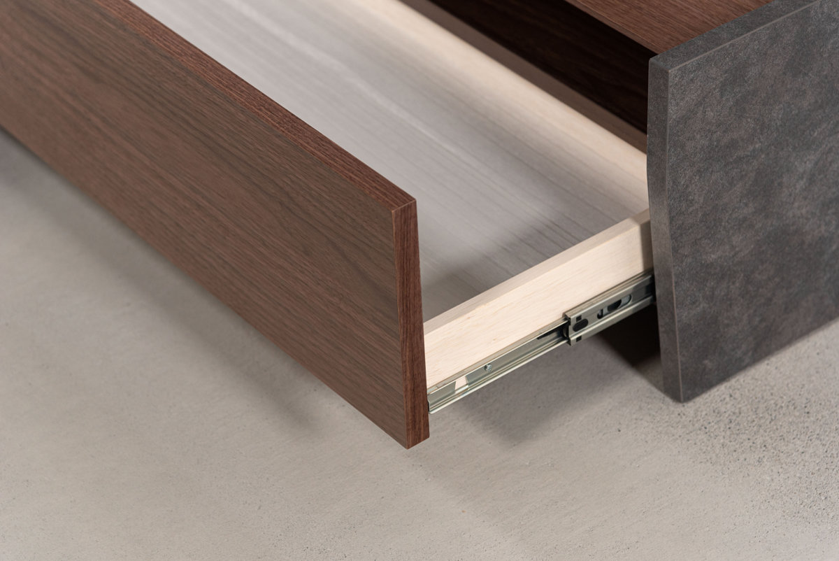 form ローボード 幅180cm シリム 完成品 木目調 天然木 ( 開梱設置 テレビ台 TV台 テレビボード 石目調 大容量 スライドレール フォーム リビングボード 引き出し ブラウン ナチュラル ) 【ブラウン】 ブラウン