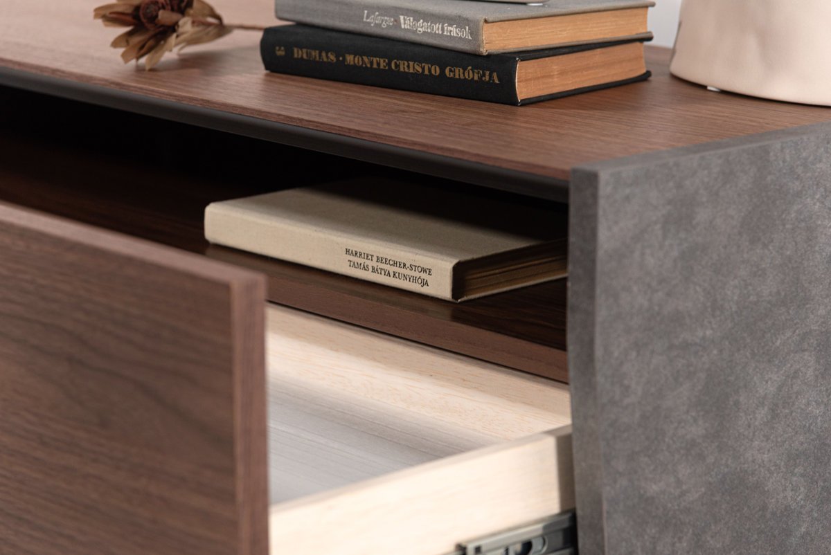 form ローボード 幅180cm シリム 完成品 木目調 天然木 ( 開梱設置 テレビ台 TV台 テレビボード 石目調 大容量 スライドレール フォーム リビングボード 引き出し ブラウン ナチュラル ) 【ブラウン】 ブラウン