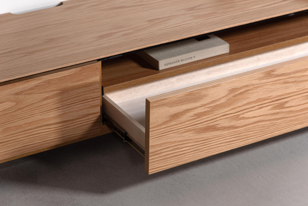 form ローボード 幅180cm シリム 完成品 木目調 天然木 ( 開梱設置 テレビ台 TV台 テレビボード 石目調 大容量 スライドレール フォーム リビングボード 引き出し ブラウン ナチュラル ) 【ブラウン】 ブラウン