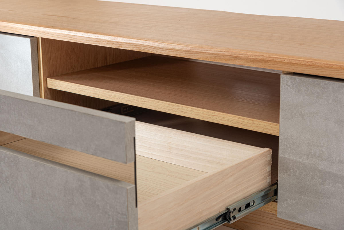 form ローボード 幅180cm プラント 完成品 木目調 天然木 石目調 ( 開梱設置 テレビ台 TV台 テレビボード 石目調 大容量 スライドレール フォーム リビングボード 引き出し 大型テレビ対応 リモコン操作OK )