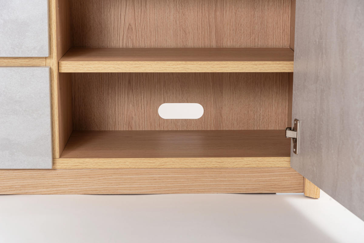 form サイドボード 幅100cm プラント 木目調 天然木 石目調 可動棚 ( リビングボード 石目調 大容量 スライドレール 引出し フォーム 本棚 ラック 引き出し テレビ台 リモコン操作OK )