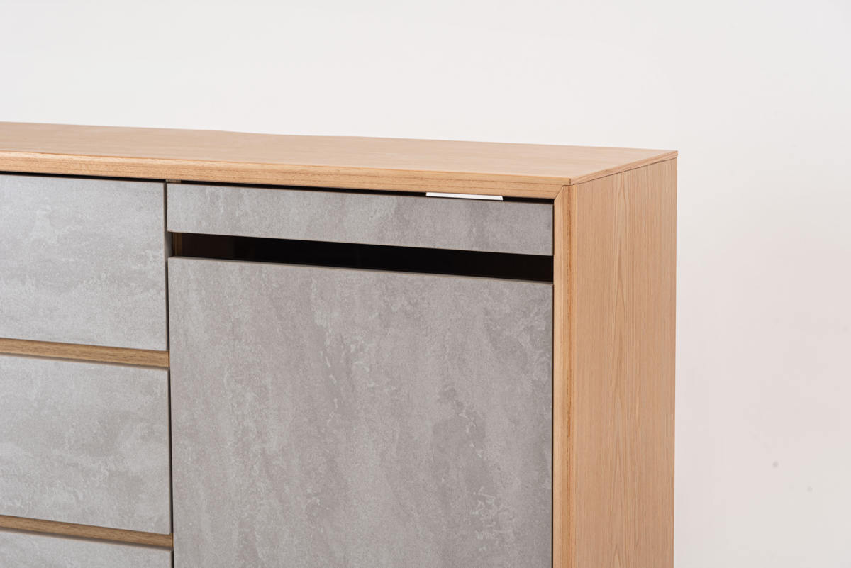 form サイドボード 幅100cm プラント 木目調 天然木 石目調 可動棚 ( リビングボード 石目調 大容量 スライドレール 引出し フォーム 本棚 ラック 引き出し テレビ台 リモコン操作OK )