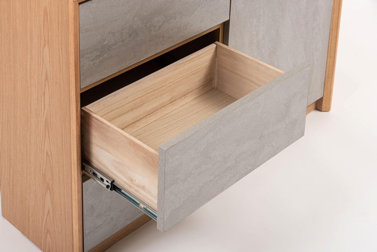 form サイドボード 幅100cm プラント 木目調 天然木 石目調 可動棚 ( リビングボード 石目調 大容量 スライドレール 引出し フォーム 本棚 ラック 引き出し テレビ台 リモコン操作OK )