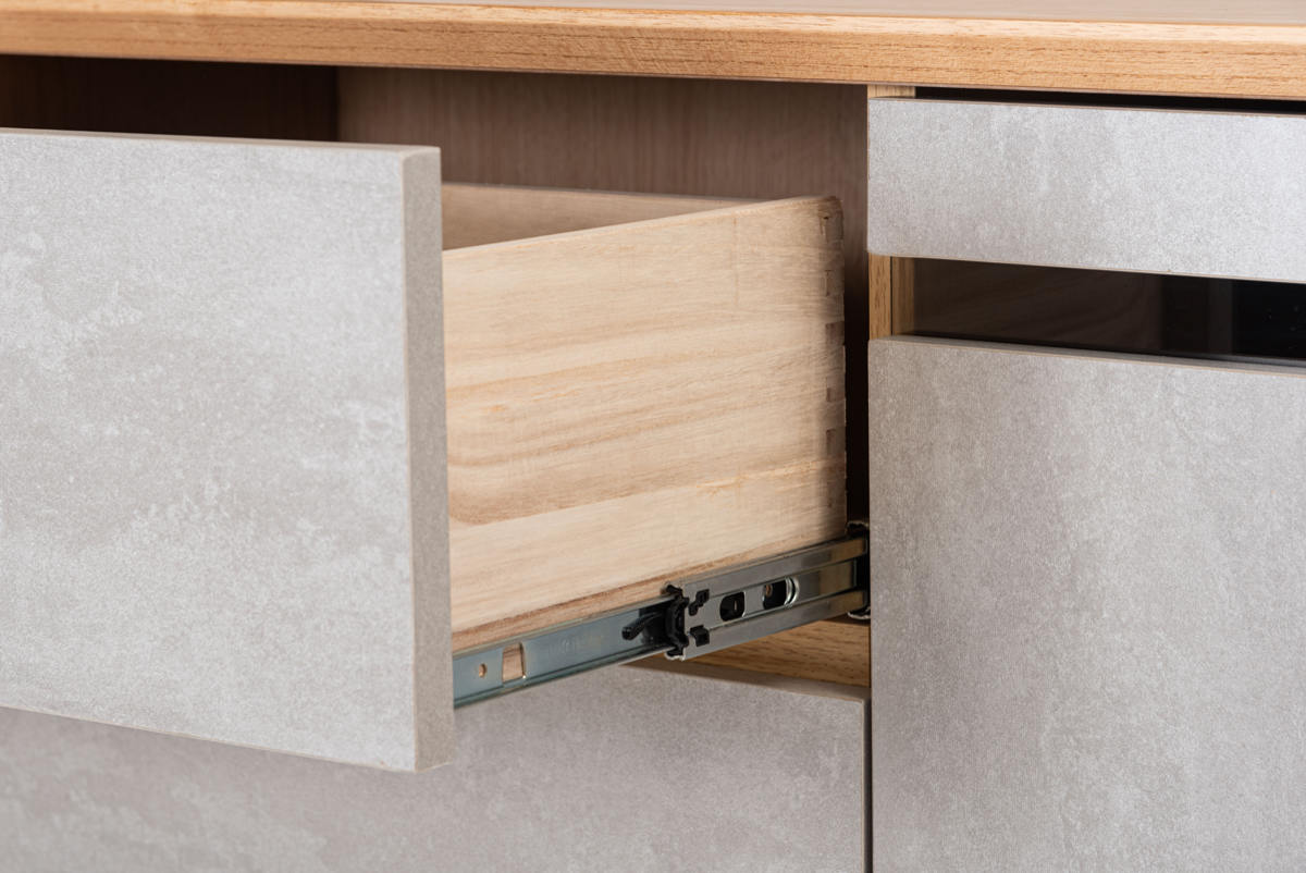 form サイドボード 幅100cm プラント 木目調 天然木 石目調 可動棚 ( リビングボード 石目調 大容量 スライドレール 引出し フォーム 本棚 ラック 引き出し テレビ台 リモコン操作OK )