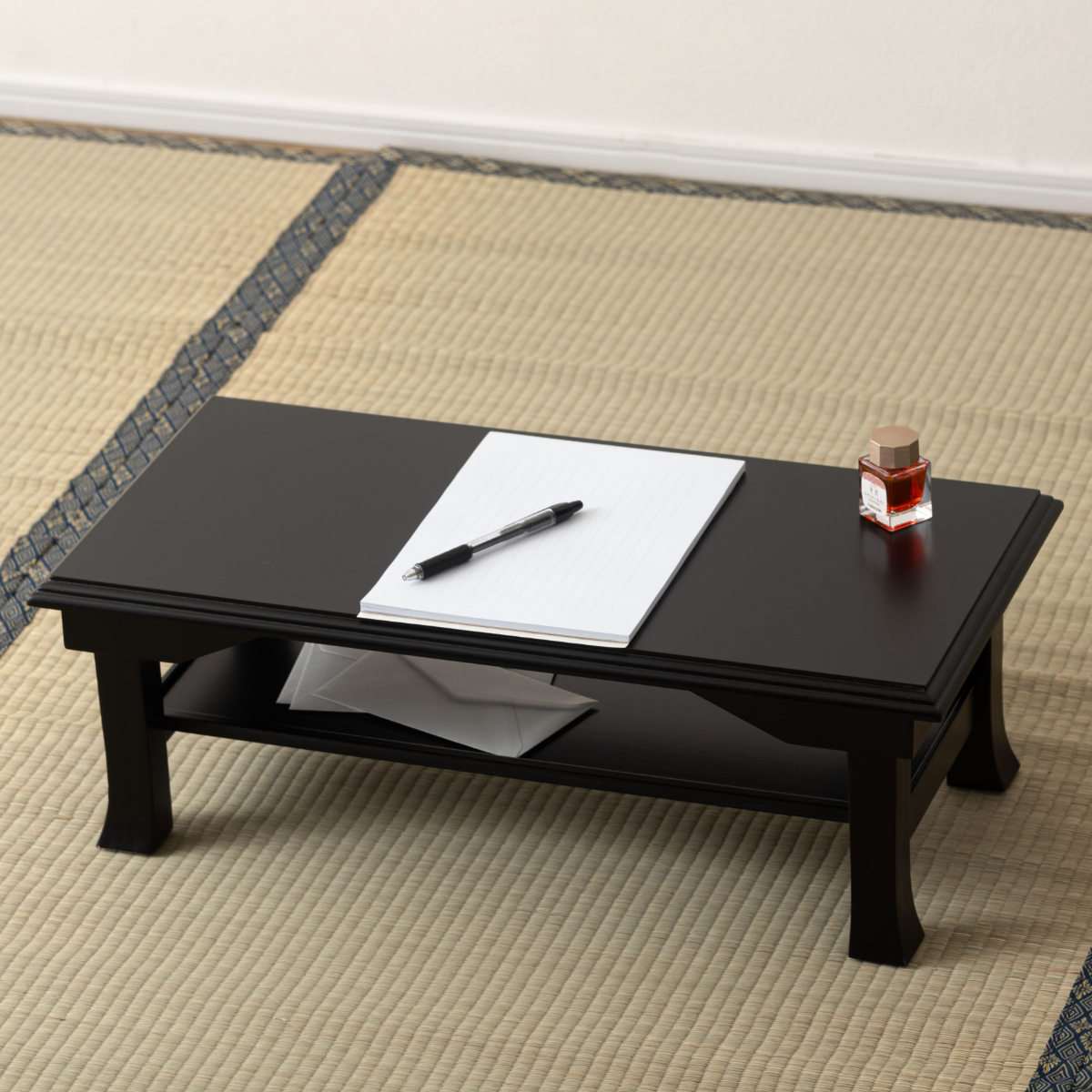 座卓 幅60cm 折りたたみ お座敷ミニテーブル ( 木製 天然木 文机 完成品 折り畳み テーブル 和室 棚板 収納 仏間 法事 写経 光沢 畳 ミニテーブル フォールディング 寺院 座敷 旅館 神社 お寺 お座敷 和風 軽い 軽量 )