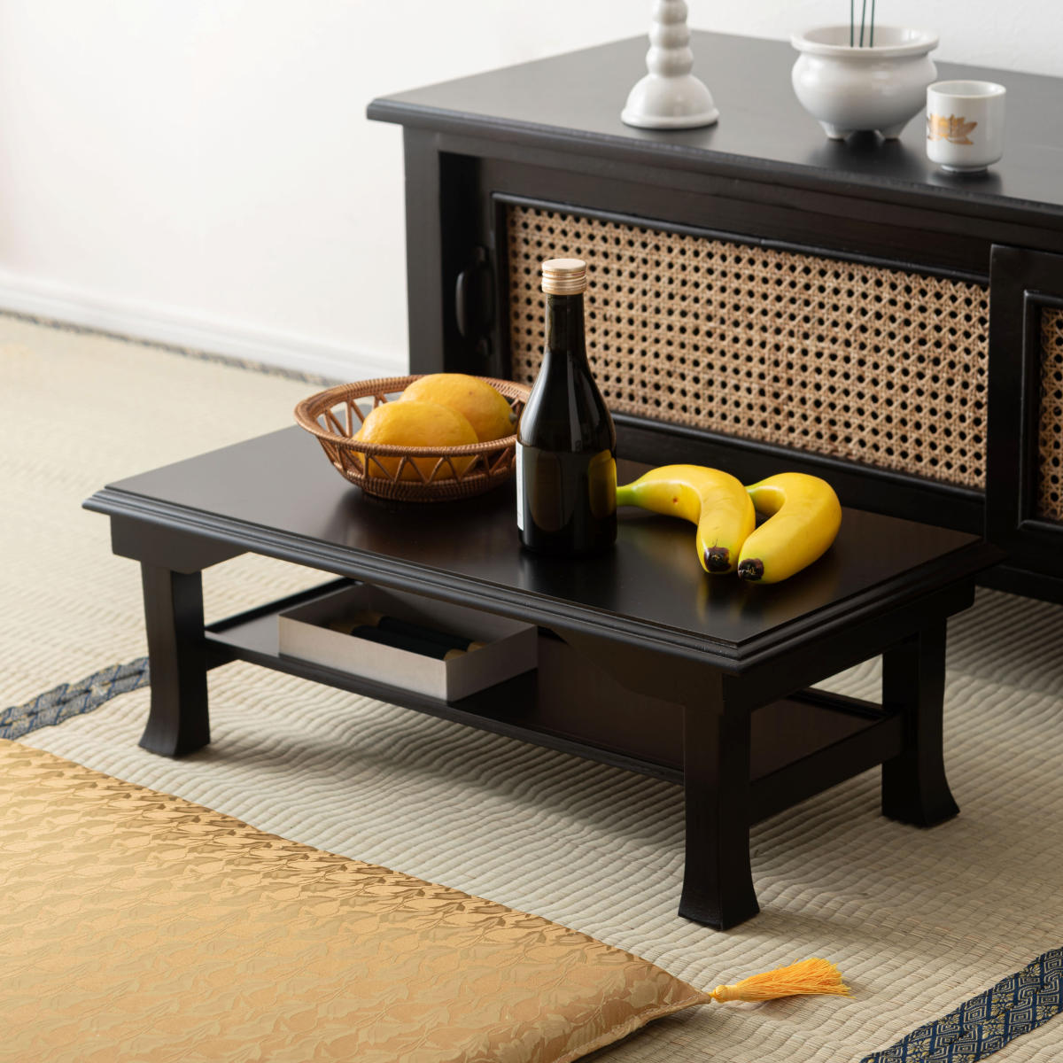 座卓 幅60cm 折りたたみ お座敷ミニテーブル ( 木製 天然木 文机 完成品 折り畳み テーブル 和室 棚板 収納 仏間 法事 写経 光沢 畳 ミニテーブル フォールディング 寺院 座敷 旅館 神社 お寺 お座敷 和風 軽い 軽量 )