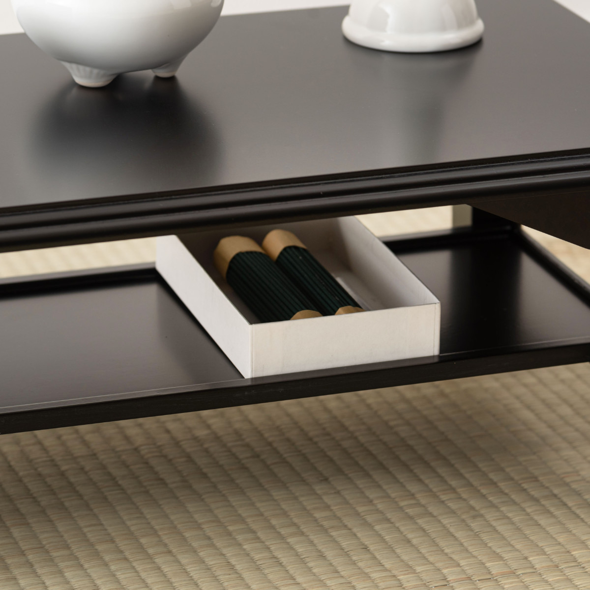 座卓 幅60cm 折りたたみ お座敷ミニテーブル ( 木製 天然木 文机 完成品 折り畳み テーブル 和室 棚板 収納 仏間 法事 写経 光沢 畳 ミニテーブル フォールディング 寺院 座敷 旅館 神社 お寺 お座敷 和風 軽い 軽量 )