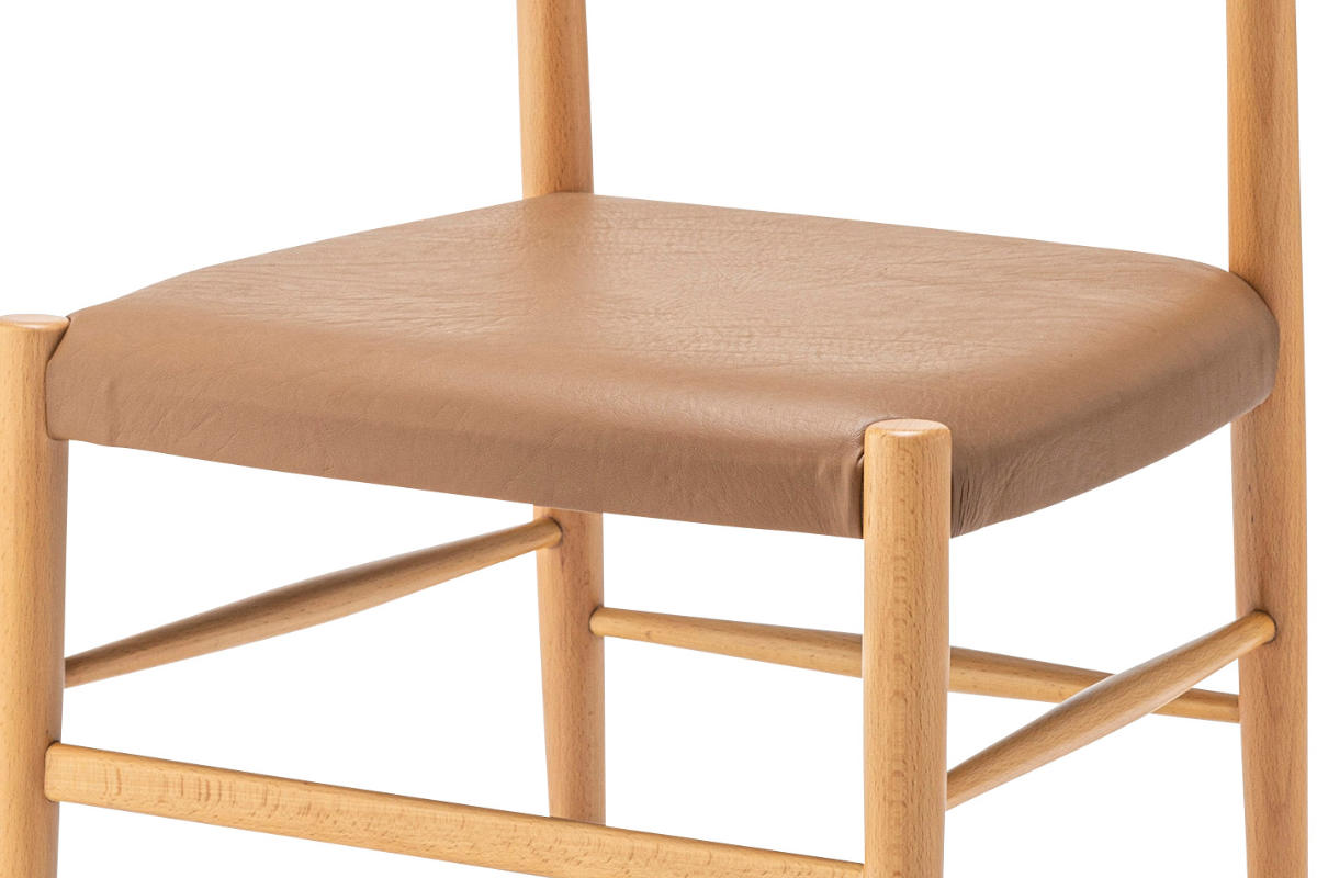 ダイニングチェア 座面高45cm 天然木 完成品 ( 木製 チェア ダイニング イス 食卓椅子 肘なし アームレスチェア レザー調 合皮 椅子 チェアー いす 食卓 リビング リビングチェア ) 【ブラウン】 ブラウン