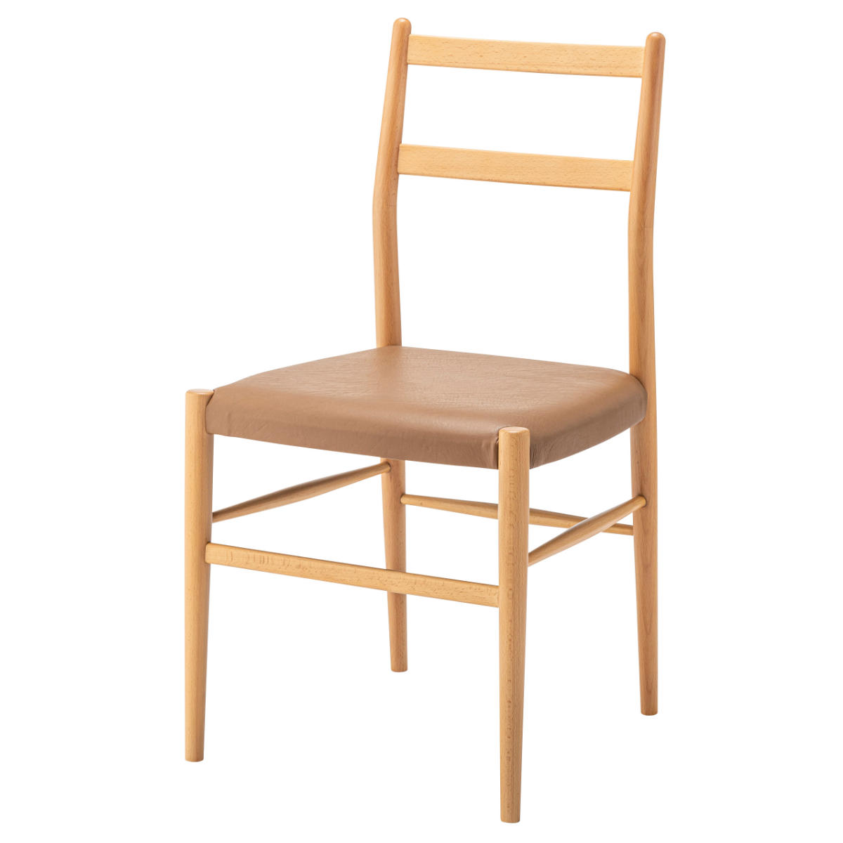 ダイニングチェア 座面高45cm 天然木 完成品 ( 木製 チェア ダイニング イス 食卓椅子 肘なし アームレスチェア レザー調 合皮 椅子 チェアー いす 食卓 リビング リビングチェア ) 【ブラウン】 ブラウン