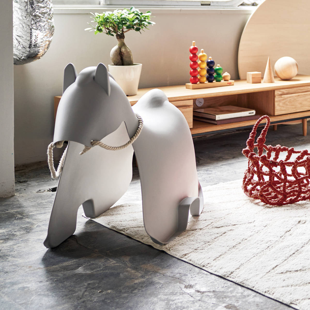 スツール ホース スタッキング 軽量 子ども用チェア 馬 ( イス 椅子 ウマ うま 手綱つき 積み重ね キッズ チェア 軽い 耐荷重80kg 腰かけ 贈り物 プレゼント ギフト 遊び場 子供部屋 リビング プラスチック インテリア ) 【ライトグレー】 ライトグレー