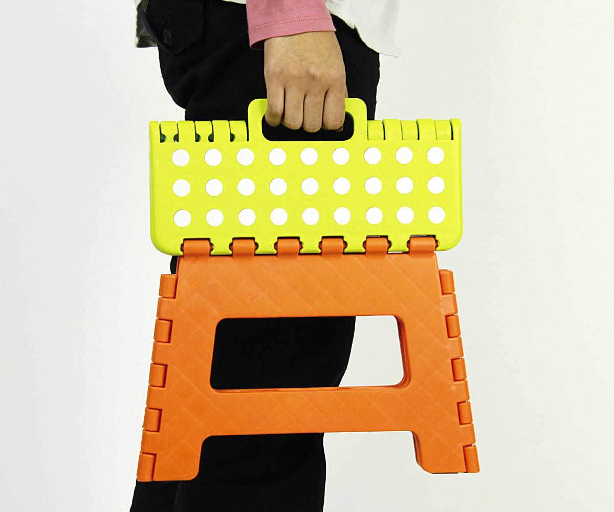 踏み台 M クラフタースツール 子ども用 ステップ台 ( 踏台 一段 脚立 高さ22cm 耐荷重80kg 軽量 折りたたみ スリム 持ち運び 丈夫 子ども お手伝い 腰掛け 子供 洗面所 キッチン リビング 軽い ステップ 椅子 チェア キッズ ) 【オレンジ×グリーン】 オレンジ×グリーン