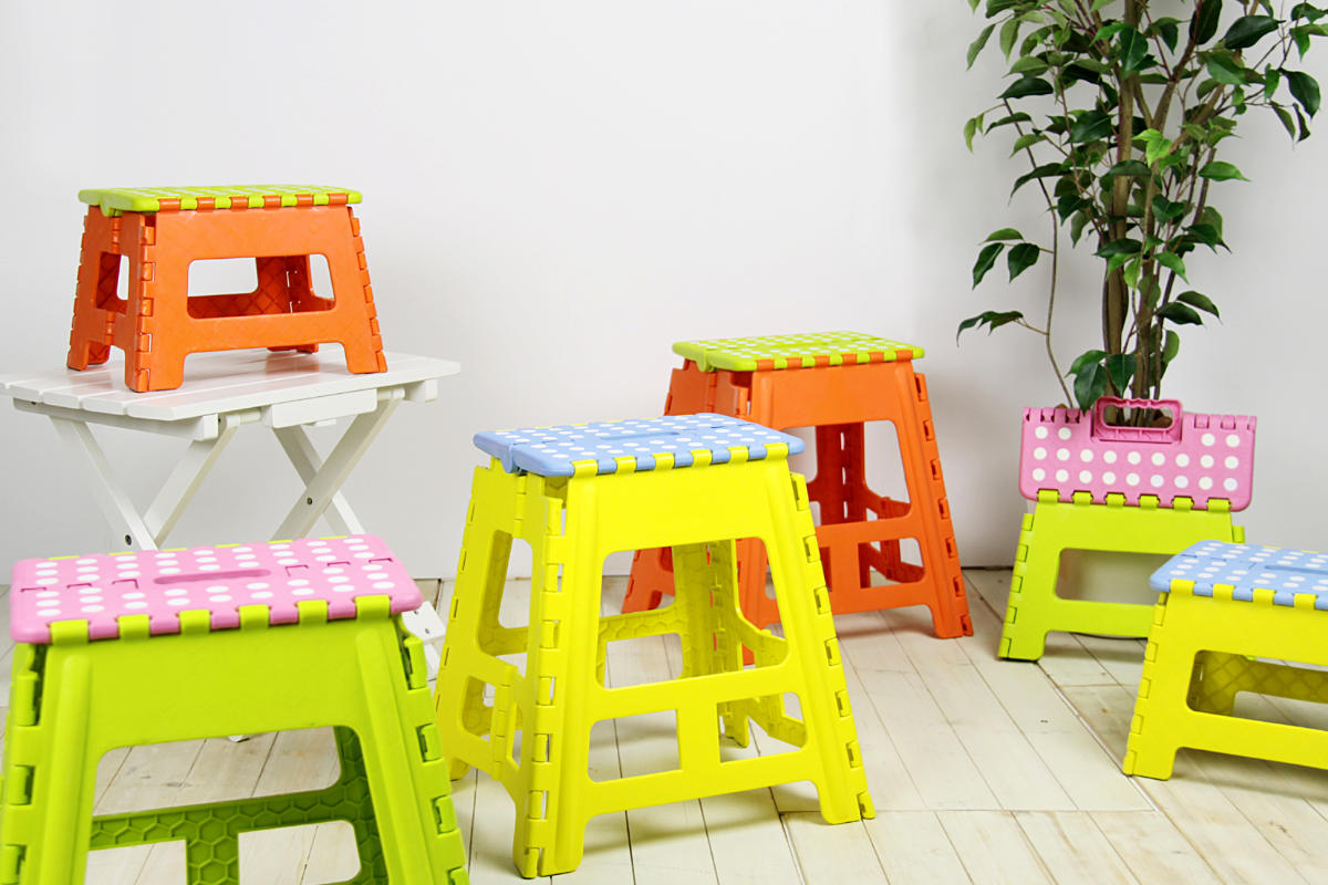 踏み台 M クラフタースツール 子ども用 ステップ台 ( 踏台 一段 脚立 高さ22cm 耐荷重80kg 軽量 折りたたみ スリム 持ち運び 丈夫 子ども お手伝い 腰掛け 子供 洗面所 キッチン リビング 軽い ステップ 椅子 チェア キッズ ) 【オレンジ×グリーン】 オレンジ×グリーン