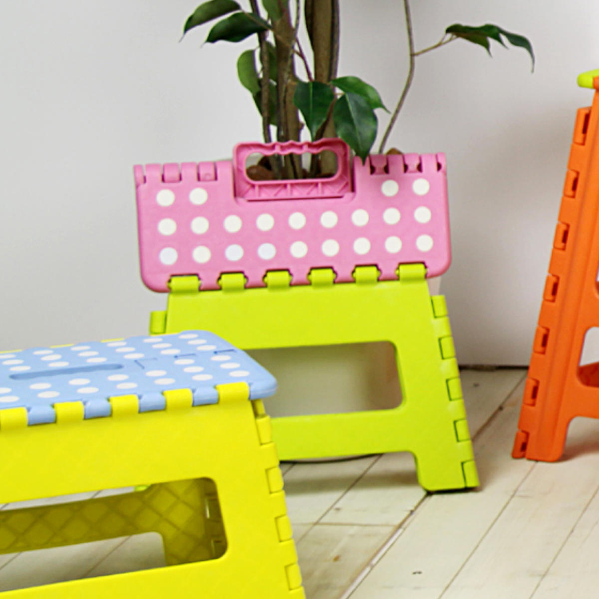 踏み台 M クラフタースツール 子ども用 ステップ台 ( 踏台 一段 脚立 高さ22cm 耐荷重80kg 軽量 折りたたみ スリム 持ち運び 丈夫 子ども お手伝い 腰掛け 子供 洗面所 キッチン リビング 軽い ステップ 椅子 チェア キッズ ) 【オレンジ×グリーン】 オレンジ×グリーン