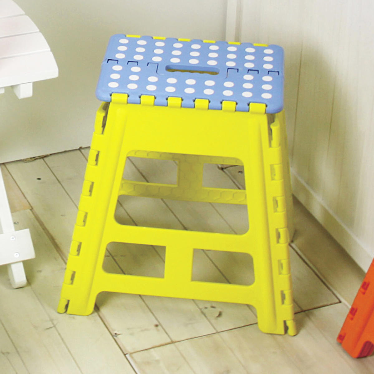 踏み台 L クラフタースツール 子ども用 ステップ台 ( 踏台 一段 脚立 高さ39cm ハイタイプ 耐荷重80kg 軽量 折りたたみ スリム 持ち運び 丈夫 腰掛け キッチン 子供 洗車 玄関 子ども部屋 軽い ステップ 椅子 チェア キッズ ) 【イエロー×ブルー】 イエロー×ブルー