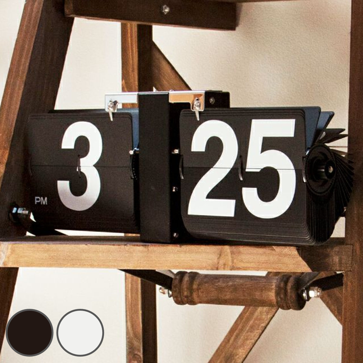 置き時計 フリップクロック 置き掛け兼用 （ 掛け時計 アナログ パタパタ時計 クロック 時計 卓上 レトロ モダン フリップ ビンテージ風 電池式 おしゃれ アメリカン シンプル ） 【ブラック】