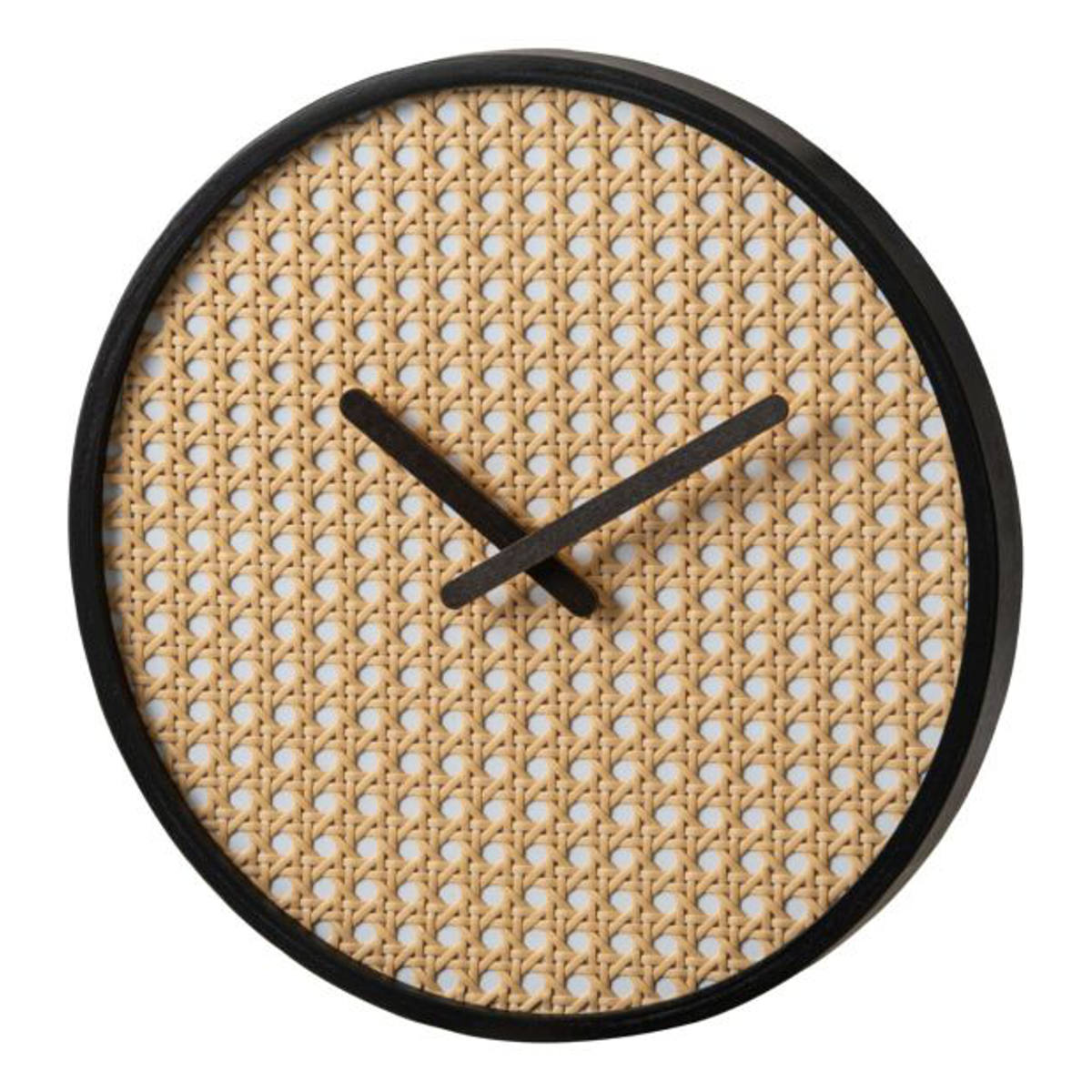 掛け時計 静音 秒針なし ラタン 北欧風 韓国風 ウォールクロック ( クロック 時計 壁掛け アナログ ナチュラル 網目デザイン ウッドフレーム 軽量 電池式 インテリア 子ども部屋 寝室 書斎 ) 【ナチュラル】 ナチュラル