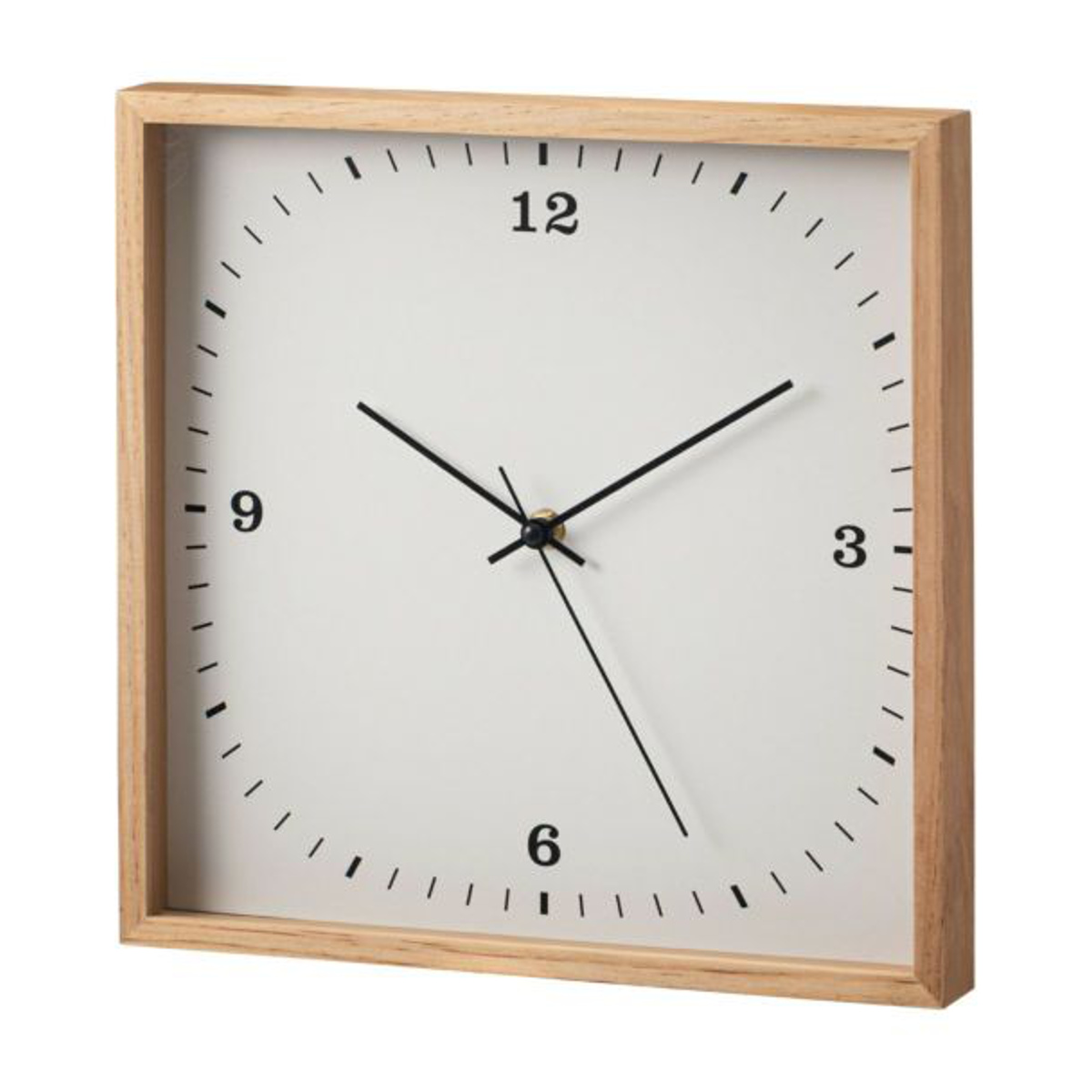 掛け時計 静音 北欧風 韓国風 ウォールクロック ( クロック 時計 壁掛け アナログ ナチュラル シンプル スクエア 四角 ウッドフレーム 軽量 電池式 インテリア 子ども部屋 寝室 書斎 連続秒針 ) 【ナチュラル】 ナチュラル