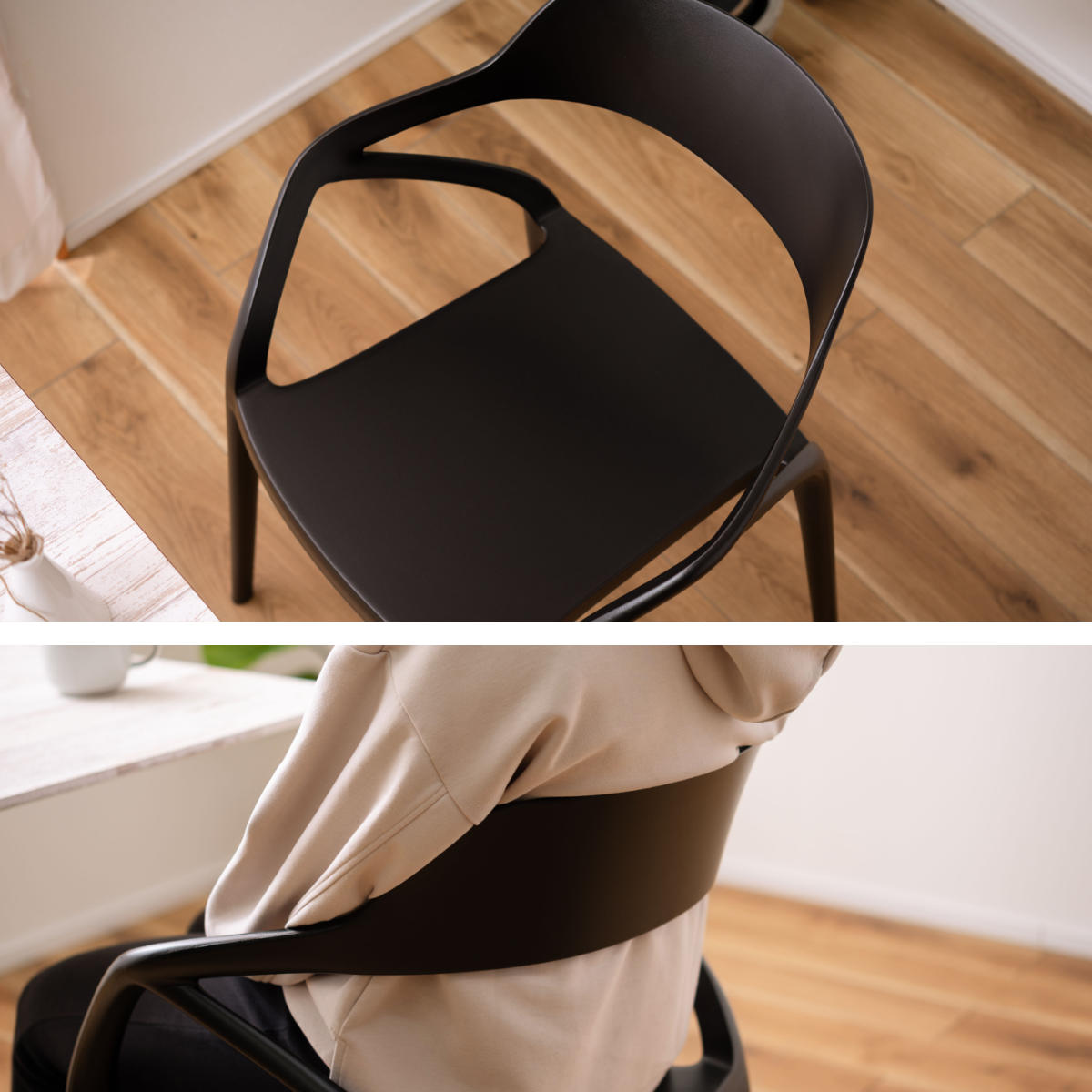 ダイニングチェア 座面高45cm 軽量 肘掛け付き 完成品 ガーデンチェア ( チェア ダイニング イス 椅子 食卓椅子 屋内 屋外 軽い プラスチック 積み重ね スタッキング 食卓 ベランダ 庭 アウトドア ガーデン家具 サブチェア ) 【ホワイト】 ホワイト