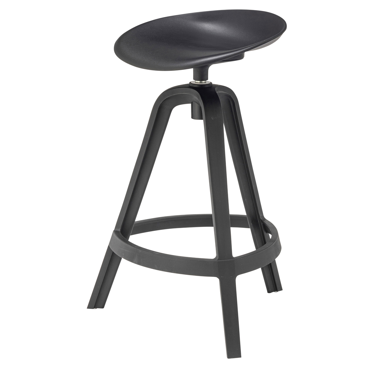 ハイスツール 回転 カウンターチェア ( スツール 高さ75cm チェア チェアー フットレスト付き 1人掛け イス 椅子 いす 腰掛け キッチン 背もたれなし 360度回転 カウンター バーチェア オフィス 会社 店舗 ワークスペース スリム ) 【ブラック】 ブラック