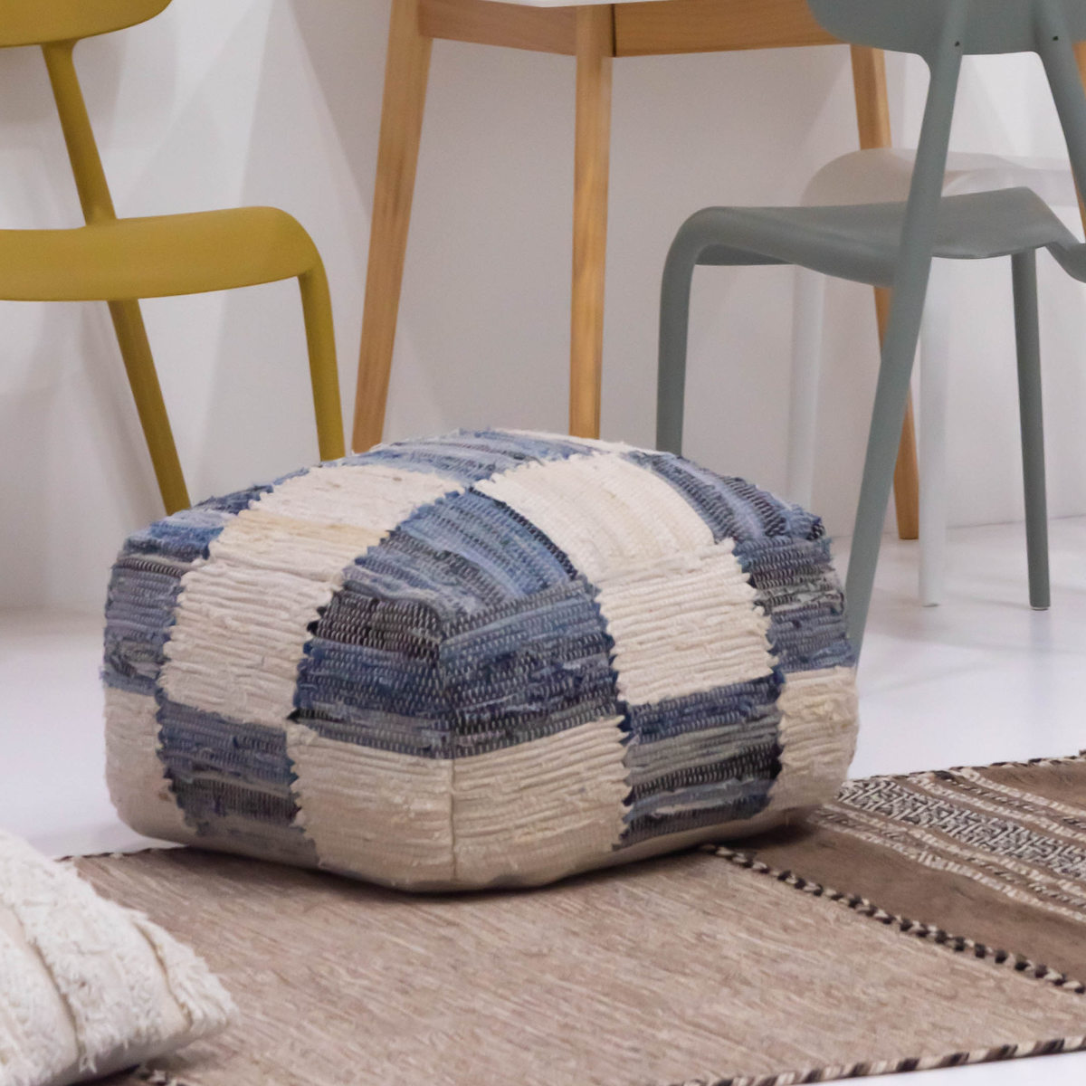 キューブスツール 高さ39cm スツール おしゃれ 北欧 完成品 ( 椅子 ビーズクッション オットマン 足置き クッション フロアクッション 腰掛け 四角 スクエア コットン 布地 ファブリック スツールクッション ローチェア ) 【ブラウン】 ブラウン