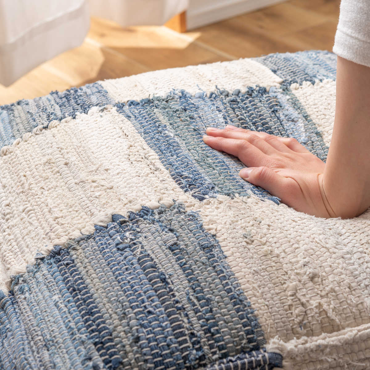 キューブスツール 高さ39cm スツール おしゃれ 北欧 完成品 ( 椅子 ビーズクッション オットマン 足置き クッション フロアクッション 腰掛け 四角 スクエア コットン 布地 ファブリック スツールクッション ローチェア ) 【ブラウン】 ブラウン