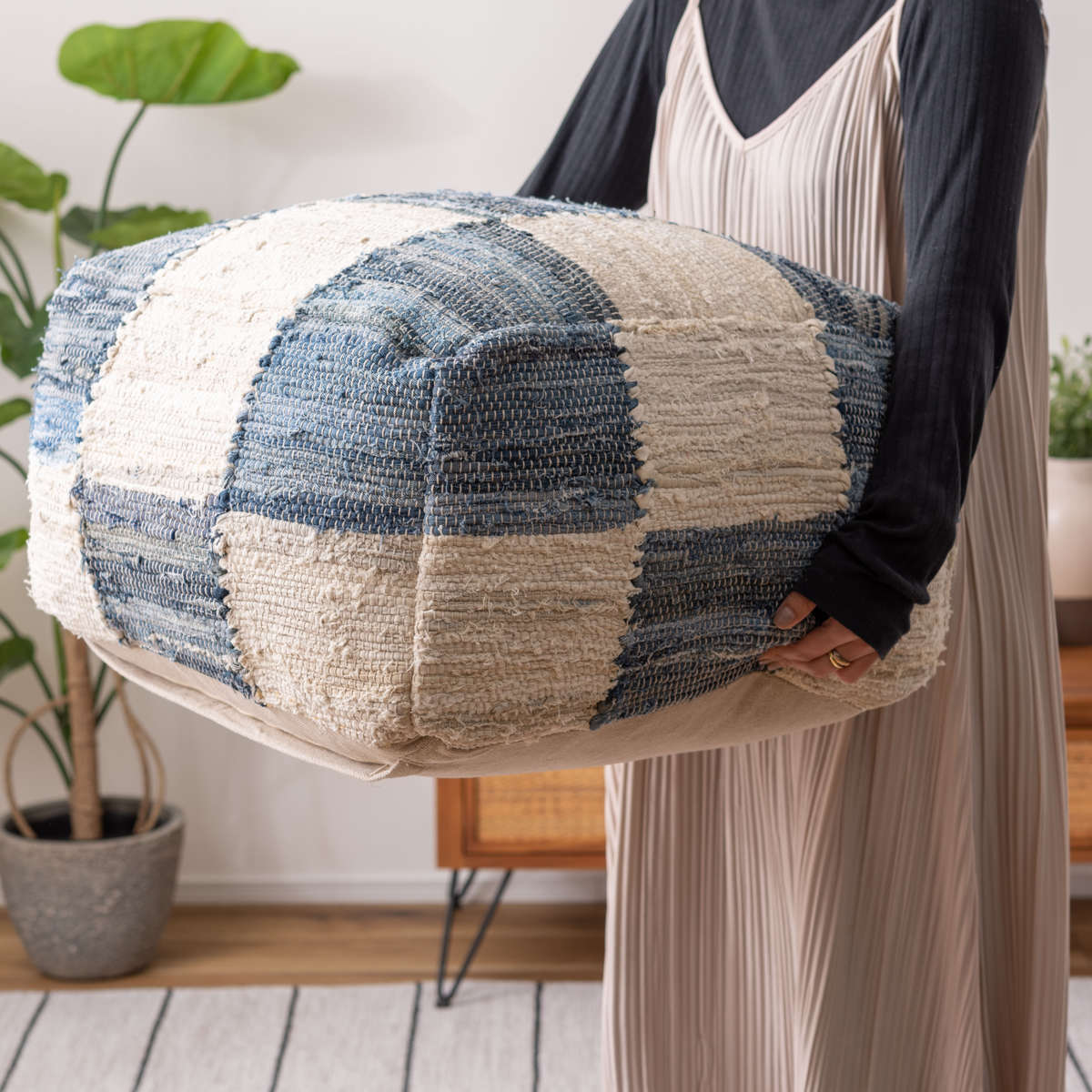 キューブスツール 高さ39cm スツール おしゃれ 北欧 完成品 ( 椅子 ビーズクッション オットマン 足置き クッション フロアクッション 腰掛け 四角 スクエア コットン 布地 ファブリック スツールクッション ローチェア ) 【ブラウン】 ブラウン