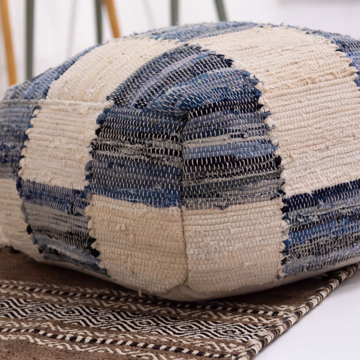 キューブスツール 高さ39cm スツール おしゃれ 北欧 完成品 ( 椅子 ビーズクッション オットマン 足置き クッション フロアクッション 腰掛け 四角 スクエア コットン 布地 ファブリック スツールクッション ローチェア ) 【ブラウン】 ブラウン