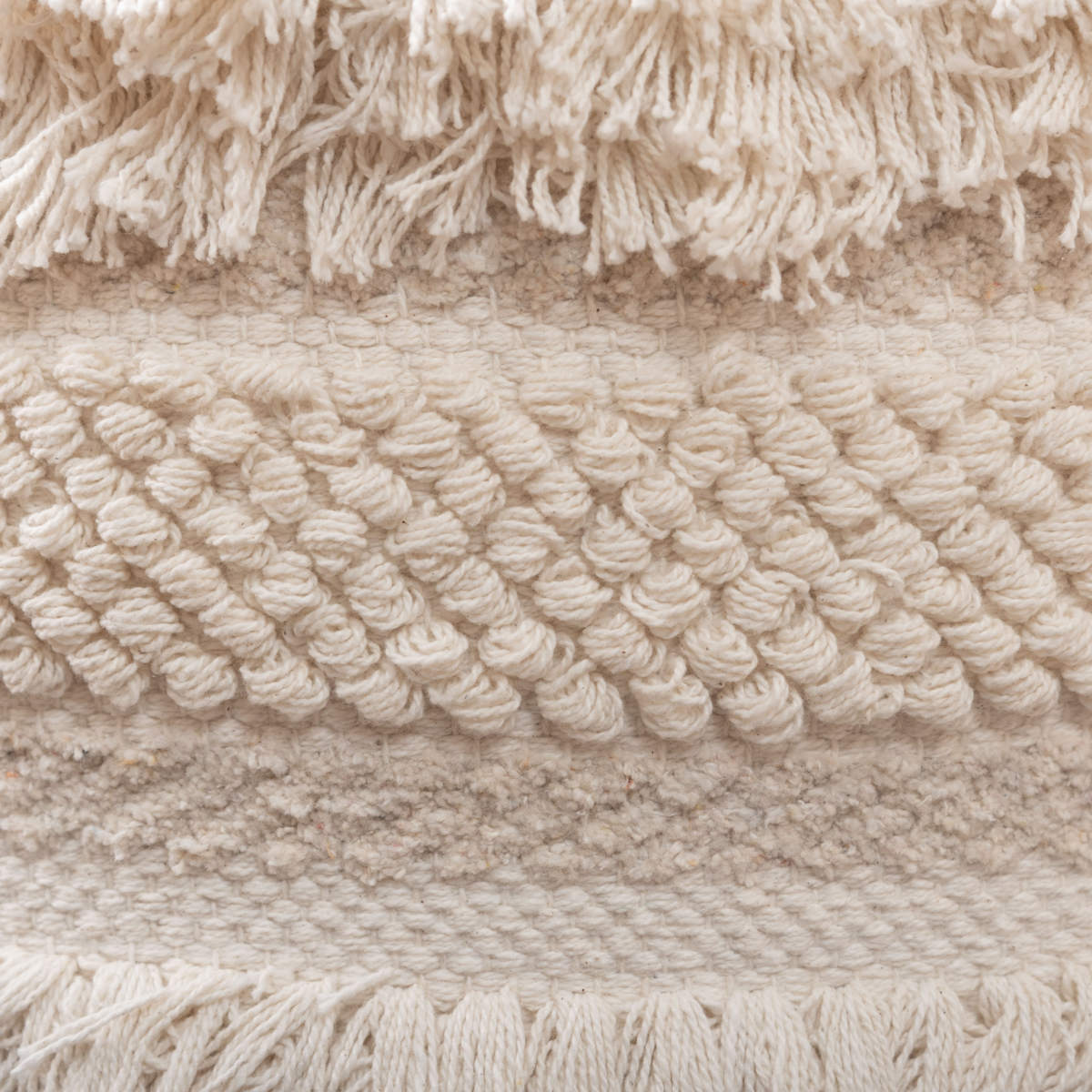 ラウンドスツール 高さ43cm スツール おしゃれ 北欧 完成品 ( 椅子 ビーズクッション オットマン 足置き クッション フロアクッション 腰掛け 丸 肘置き コットン 布地 ファブリック フリンジ スツールクッション 丸型 丸椅子 ) 【ベージュ】 ベージュ