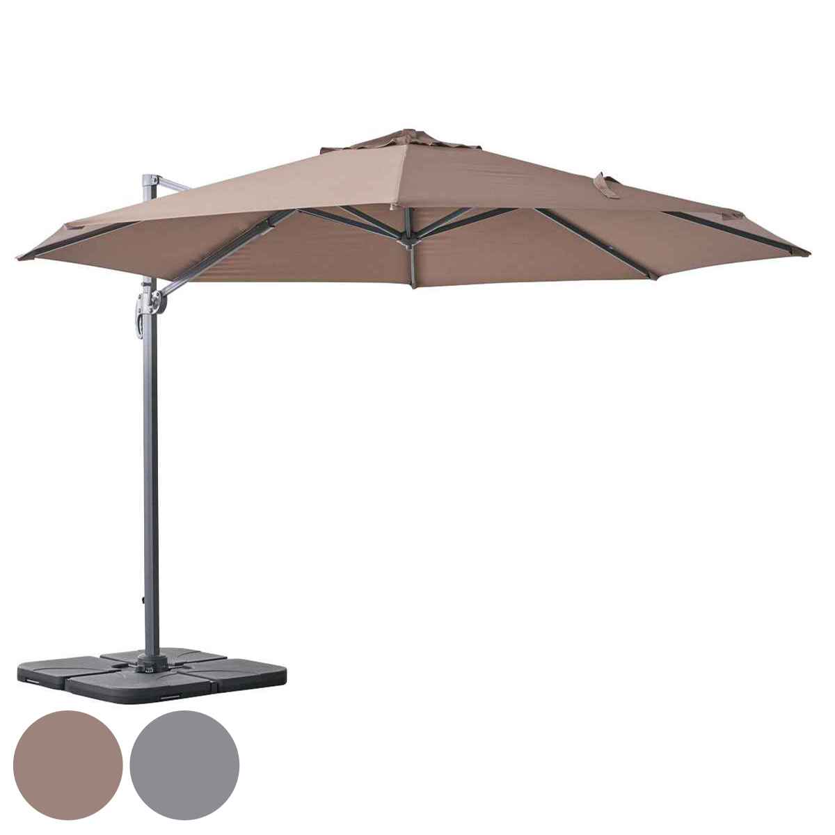 ガーデンパラソル ベースセット 幅345cm （ パラソル 大型 UVカット 紫外線 日よけ シェード 角度調節 可能 庭 屋外パラソル クランク開閉 日傘 日除け おしゃれ ガーデン用 アウトドア用 傘 ） 【ブラウン】