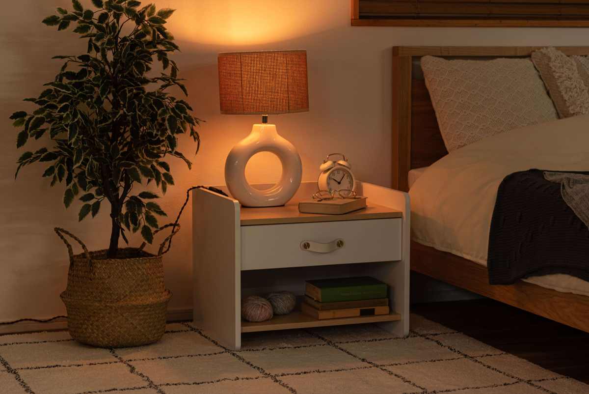 サイドチェスト 幅50cm 引き出し 木目調 ホワイト スライドレール ( チェスト サイドテーブル 引出し 収納 白 ナイトテーブル ベッドサイド ソファサイド バイカラー ナチュラル )